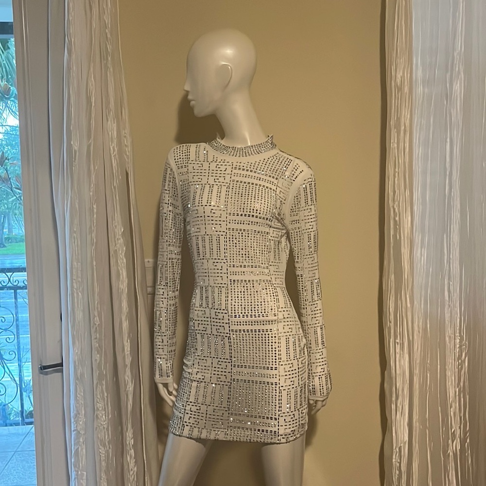 White Rhinestone Dress